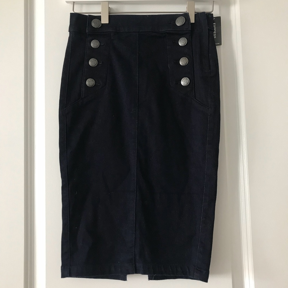 Express Button Front Denim Skirt